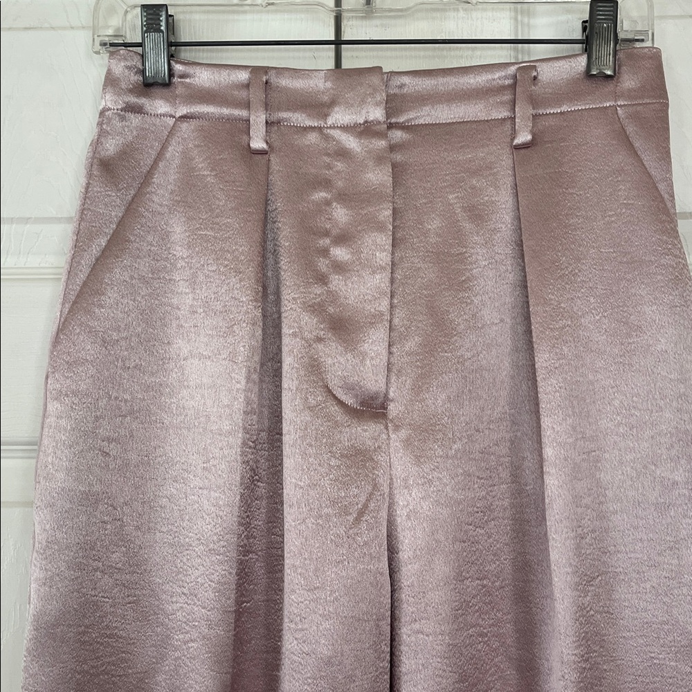 EQUIPMENT FEMME satin pants Champagne hi waisted pockets wide leg - Picture 2 of 4